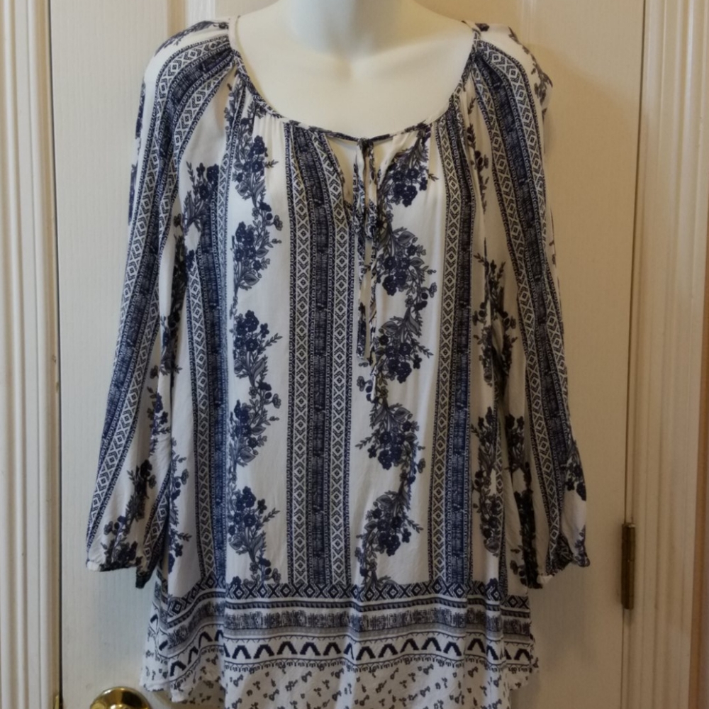 Fred David Flowy Boho Blouse Large